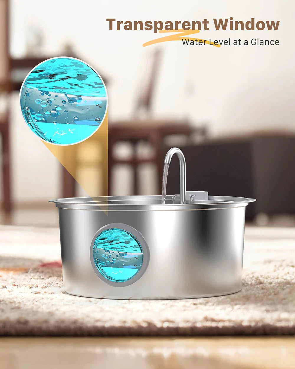 7L Large Capacity Stainless Steel Cat Water Fountain Dog Pet Automatic Water Fountain Feeder Window Silent (No 5V 1A Plug)