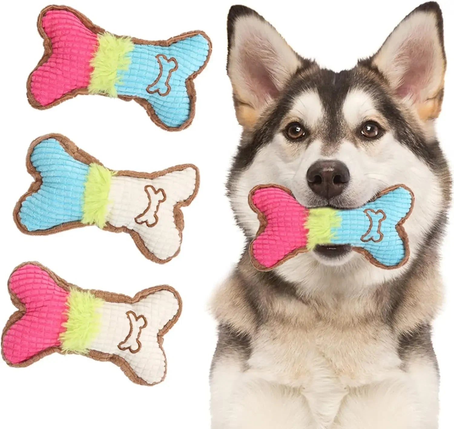 1pc Dog Squeaky Toys, Bones Plush Dogs Chew Toy for Small Medium Breed Puppy Aggressive Chewer Pets Puppy Playing Cleaning Teeth