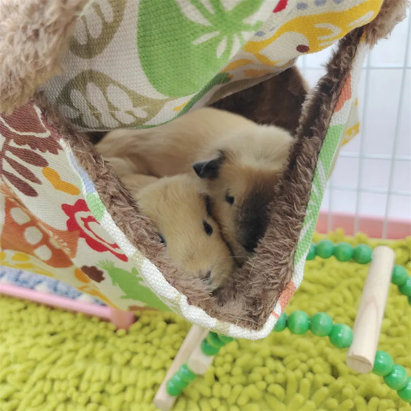 Warm Plush Hamster Hammock Small Animal Double-layer Thicken Sleeping Bag Nest Pets Rat Squirrel Hanging Cage House 햄스터케이지