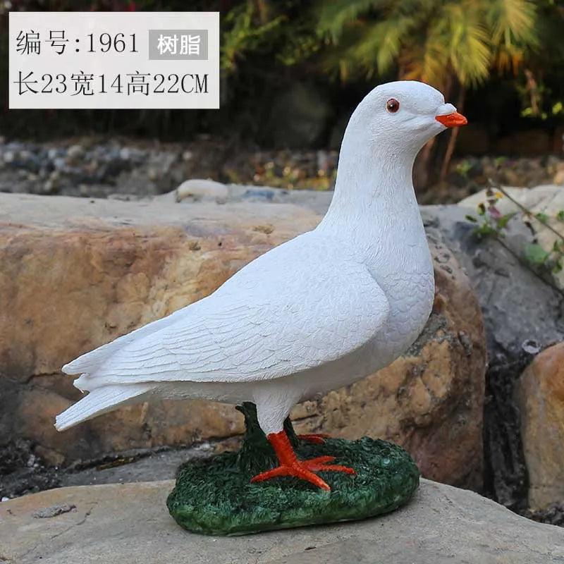 Outdoor garden simulation animal white dove model, garden decoration prop, resin simulation pigeon figurine
