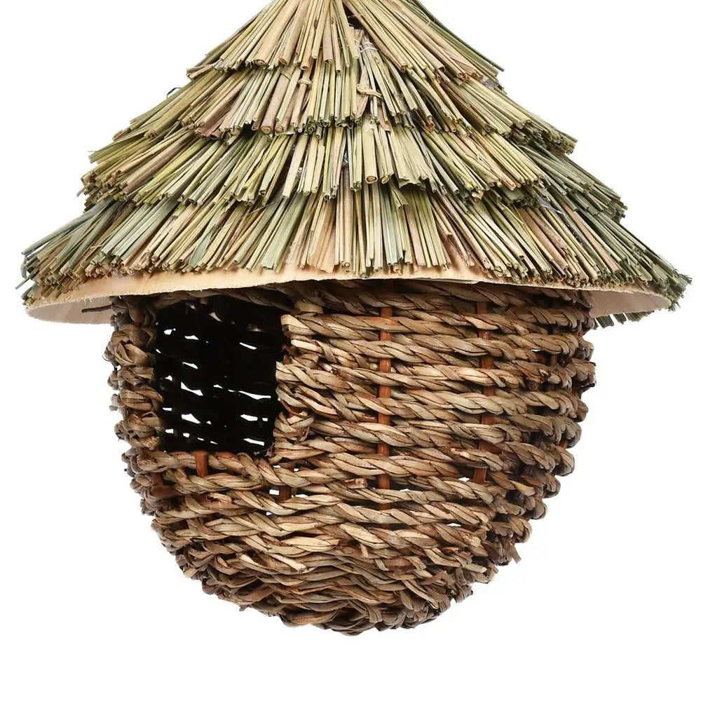 Charming Decorative Hummingbird House Hand-woven Hummingbird Nest House Natural Grass Hung Bird For Garden Patio Lawn Office