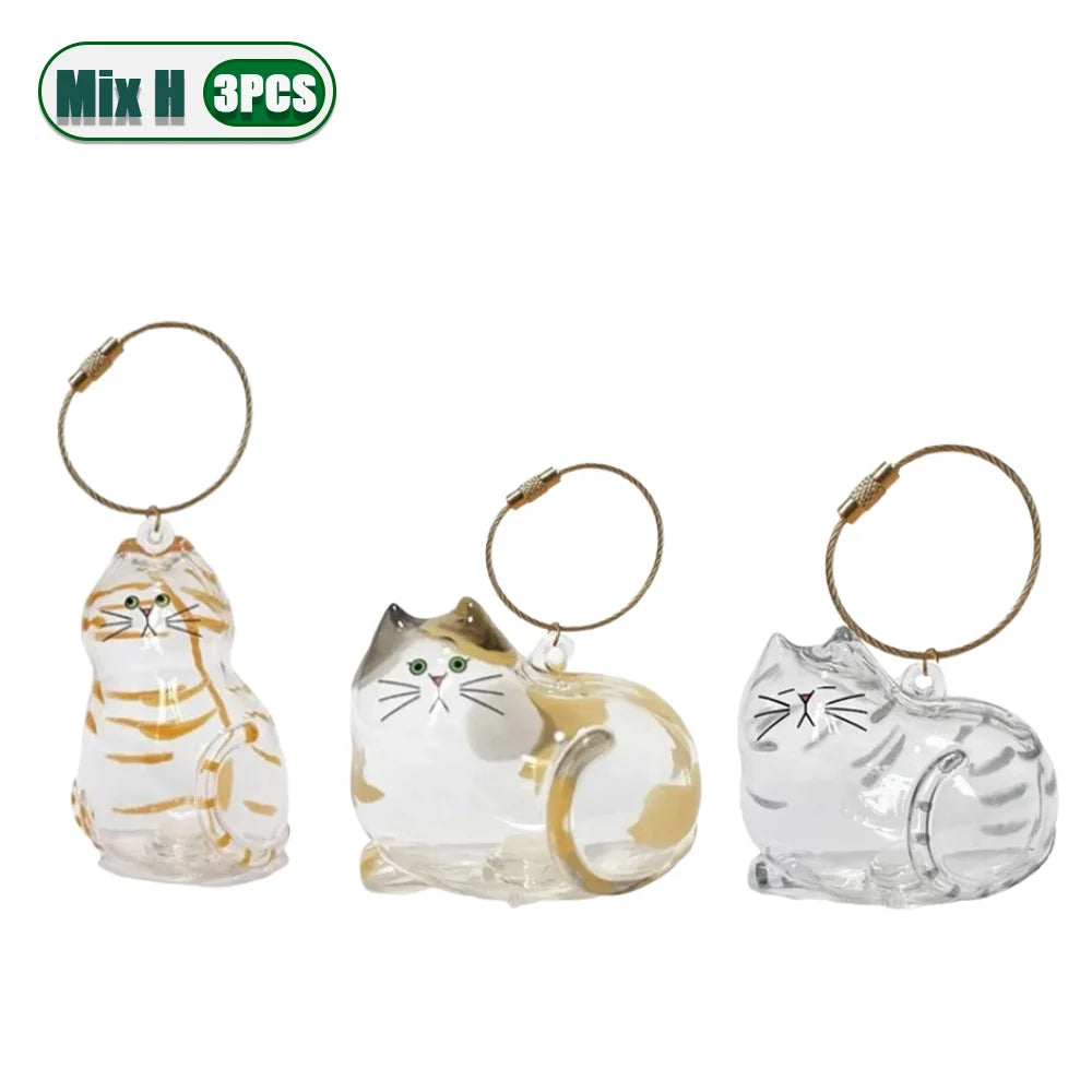1-5PCS Personalized Cat Hair Jewelry Keyring Pet Memorial Keepsake Holder for Ashes or Fur Unique Gift for Grieving Pet Lovers