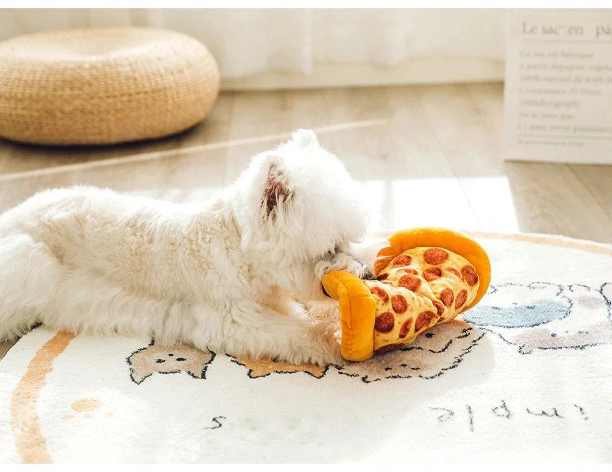 Plush Dog Toy Doughnut Pizza Shape Pet Squeaky Toys for Small Large Dogs Cleaning Teeth Puppy Chew Sound Toy Pet Supplies