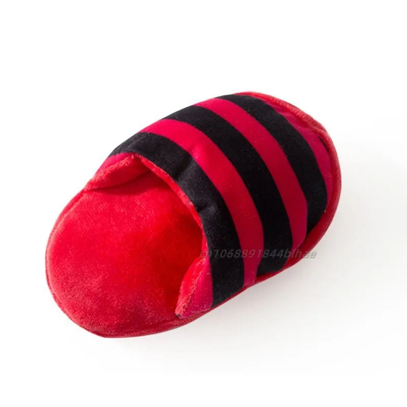 Puppy Dog Chew Toys with Squeaker for Small Dogs French Bulldog Shiba Inu Funny Plush Slipper Pet Supplies Teeth Cleaning Toy