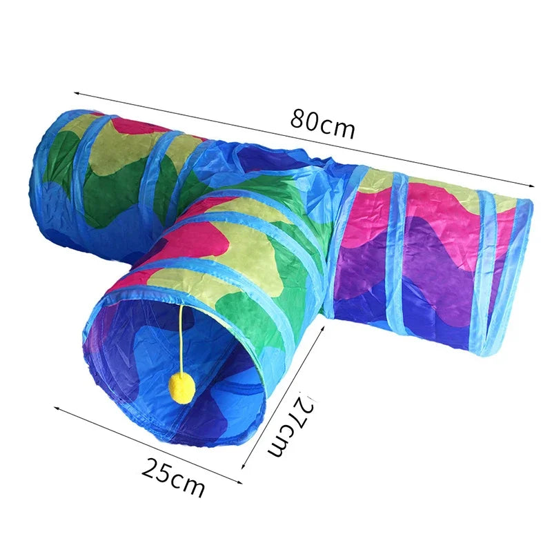 Collapsible Rainbow Cat Tunnel Pet Tube Play Toy Indoor Outdoor Kitty Puppy Toys for Puzzle Exercising Hiding Training Cat Toys