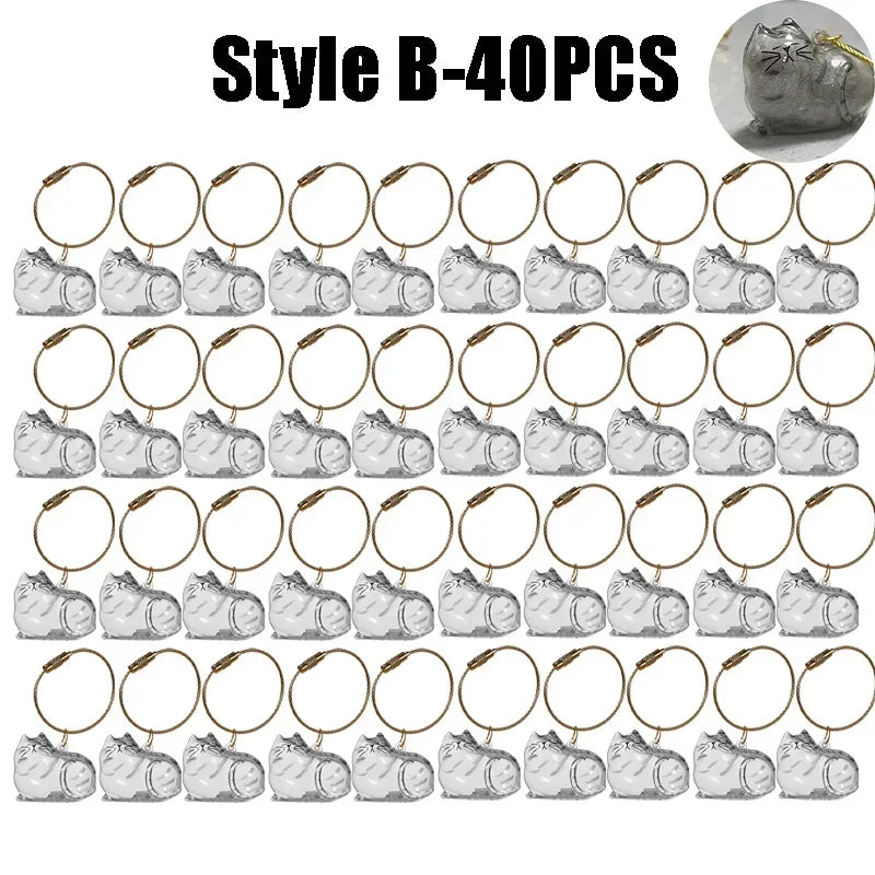 1-40PCS Pet Hair Organiser Memorial Keyring Transparent Cat Hair Organiser Souvenir for Pet Lovers Pet Memorials