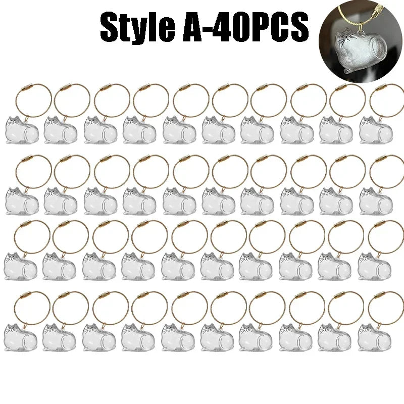 1-40PCS Pet Hair Organiser Memorial Keyring Transparent Cat Hair Organiser Souvenir for Pet Lovers Pet Memorials