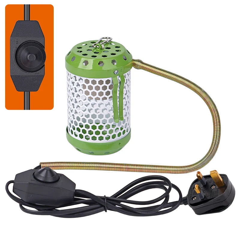Pet Reptile Heat Lamp Ceramic Heater Bulb Lamp Shade Cover for Bird and Amphibian Pet Brooder Cage With Protective Case