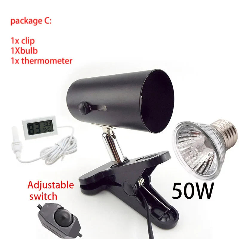 UVA UVB Reptile light lamp bulb Thermometer kit Turtle animal Heating heater Set Clip Bulb Lamp Holder Hygrometer Tortoises B3