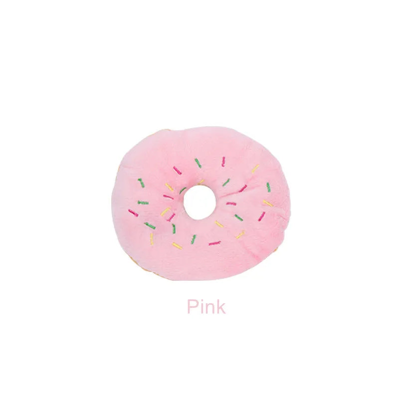 Soft Dog Donuts Plush Pet Dog Toys For Dogs Chew Toy Cute Puppy Squeaker Sound Toys Funny Puppy Small Medium Dog Interactive Toy