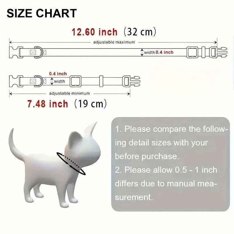 Personalized Free Engraving Reflective Cat Safety Buckle Collar Adjustable Custom ID tag Nylon Puppy Kittens Necklace