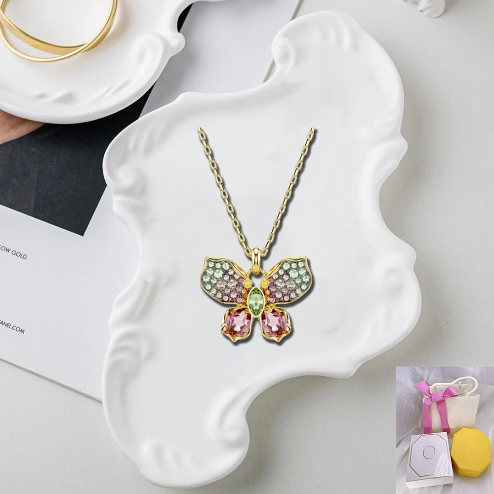 New Mixed Cut Colorful Butterfly Necklace Exquisite Light Luxury Women's Cat Accessories Gift