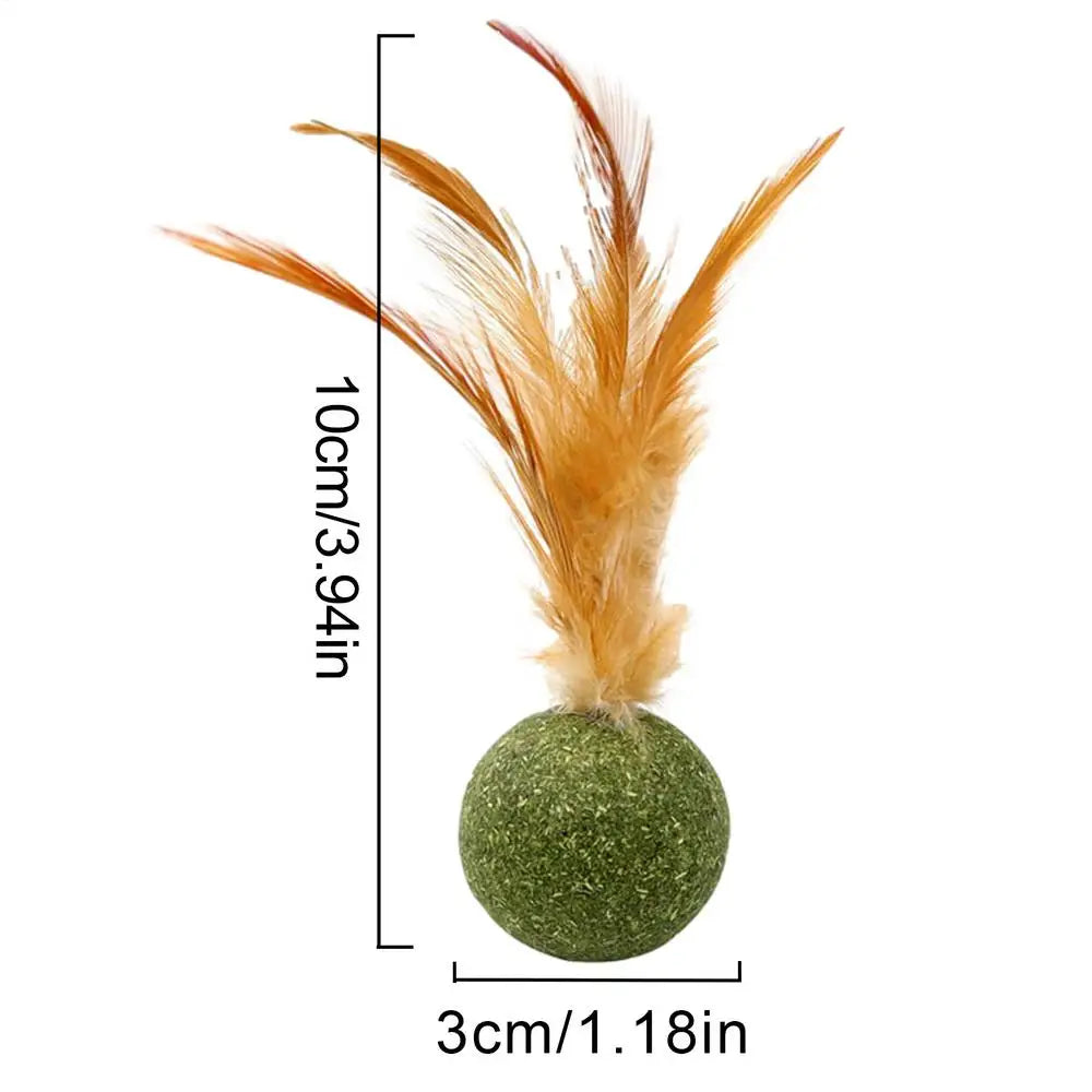 Natural Catnip Feather Balls Lickable Cat Grass Snack Kitten Scratchers Toy Treats Chewing Fresh Breath Cat Toys Cat Treats