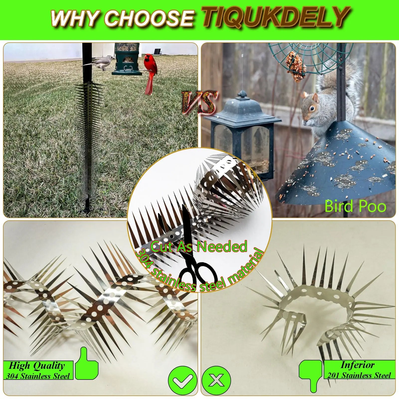 Bird Spikes, for Outdoor Pigeons and Other Small Birds, Arbitrary Bending and Winding Properties, Avoided Animal Climbing Fences