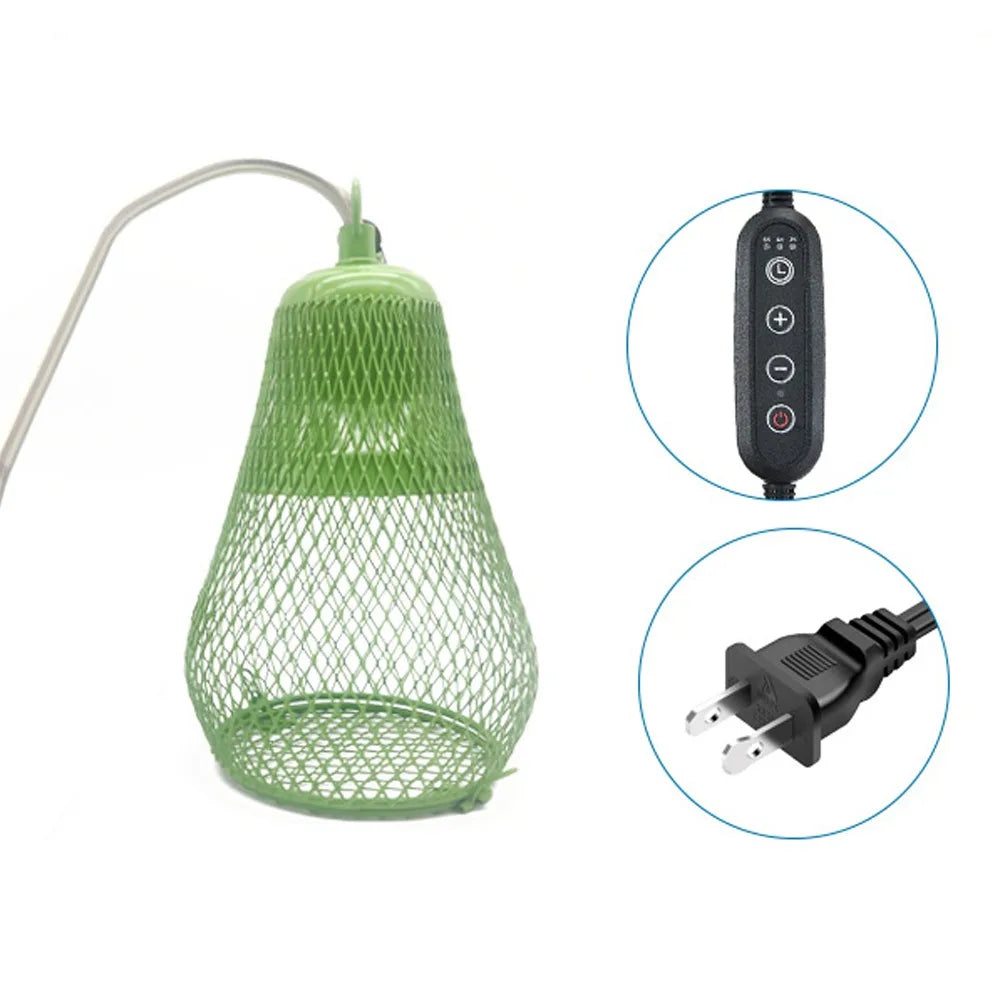 Ceramic Heat Emitter Pet Heating Lampshade Iron Mesh Dome E27 Bulb Holder Reptile Heat Lampshade Double Cage