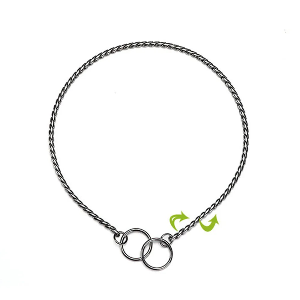 Dog Snake Chain Choke Collar P Chock Metal Chain Dog Collar Necklace Walking Training Pet Supplies for Small Medium Large Dogs