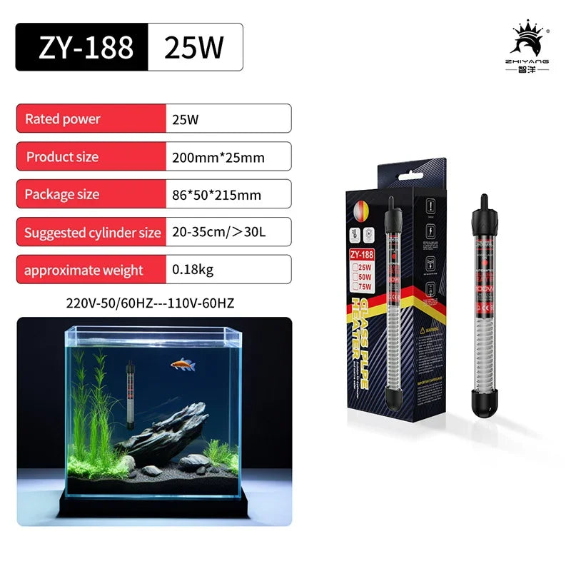 110v-220v EU US Adjustable Temperature Thermostat Heater Rod Submersible Aquarium Fish Tank Water Heat 25W/50W/100W/200W/300W