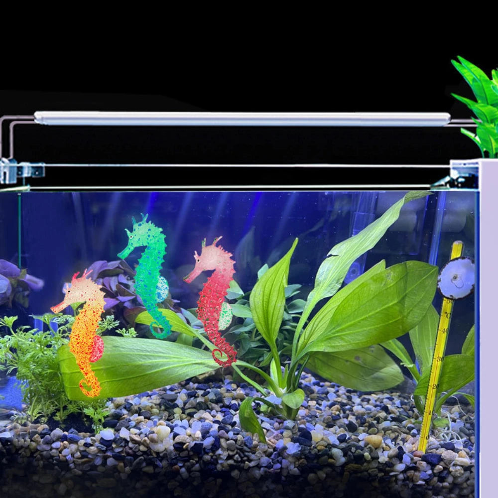 Aquarium Artificial Luminous Seahorse Decoration Fish Tank Fake Silicone Fluorescent Seahorse Landscape Ornaments Aquarium Decor