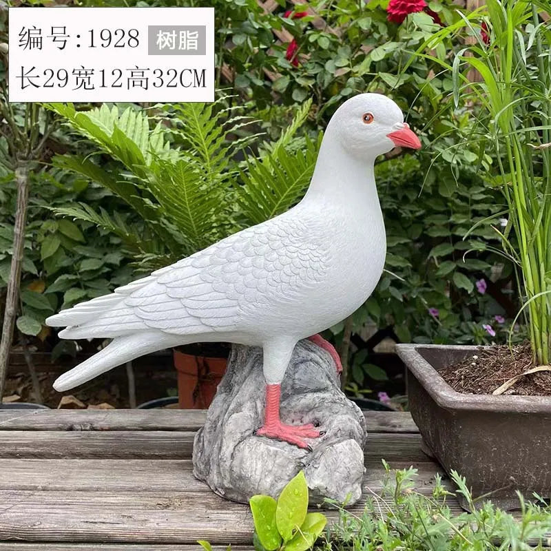 Outdoor garden simulation animal white dove model, garden decoration prop, resin simulation pigeon figurine
