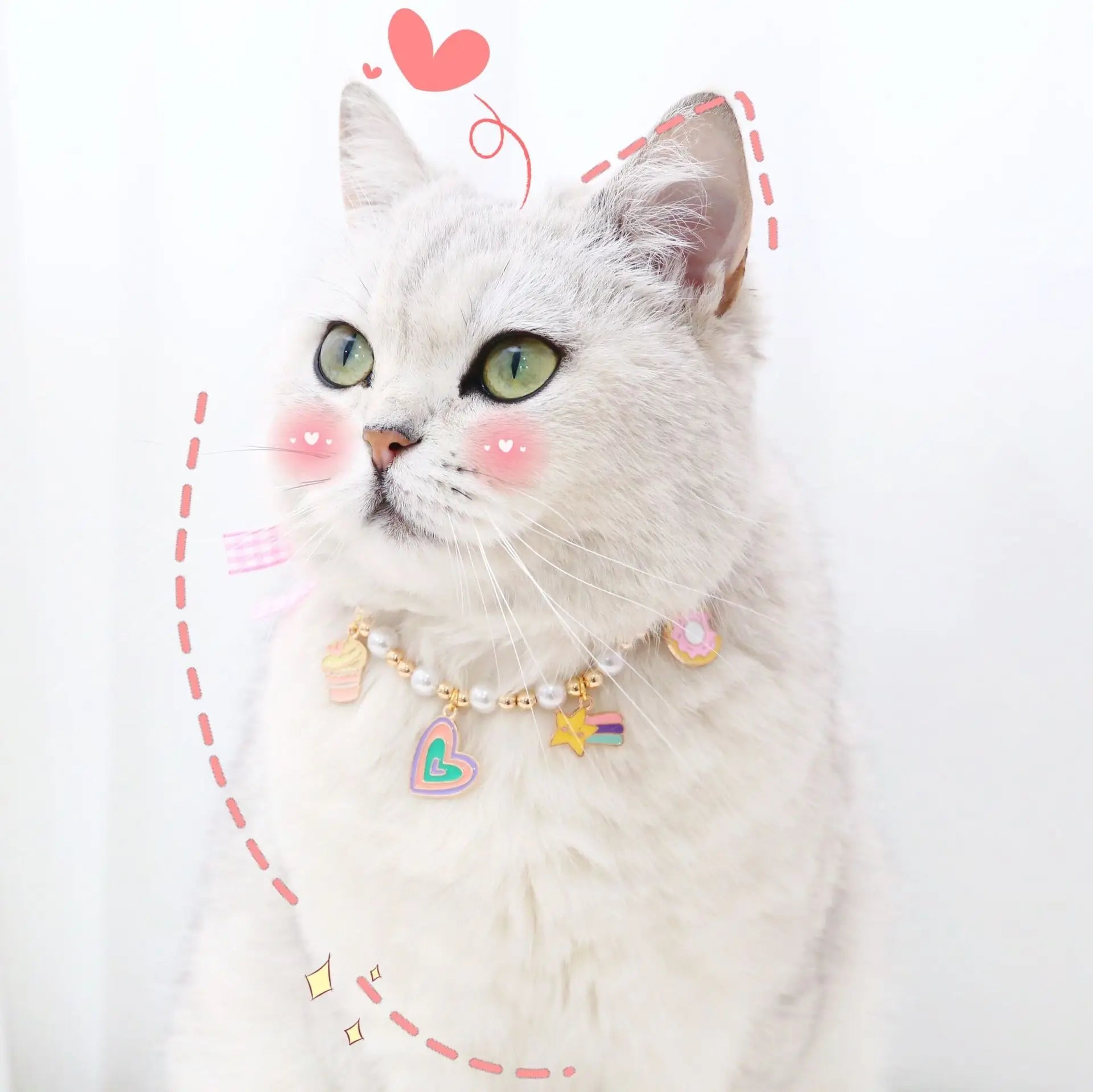 Cat Collar Decoration Pet Cute Exquisite Jewelry Kitten Adjustable Chain Cat Necklace High Simulation Pearls Pet Supplies