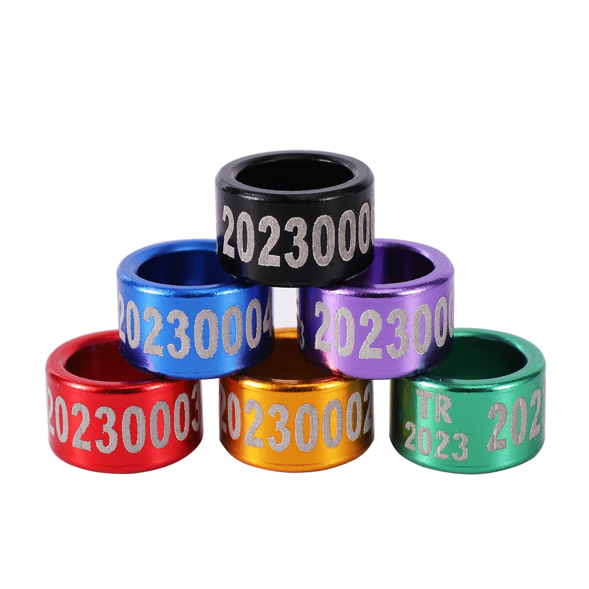 Customize Inner Diameter 8mm/10mm Aluminum Pigeon Foot Ring  Print ''Country Code + Year + Serial Number" Bird Foot Ring 30 Pcs