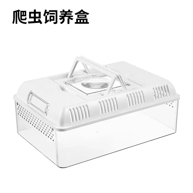 Transparent LED Light Reptile Breeding Box Pet Cage Breathable Feeding Portable Lamp Box Snake Turtle Lizard Anti-escape Cages