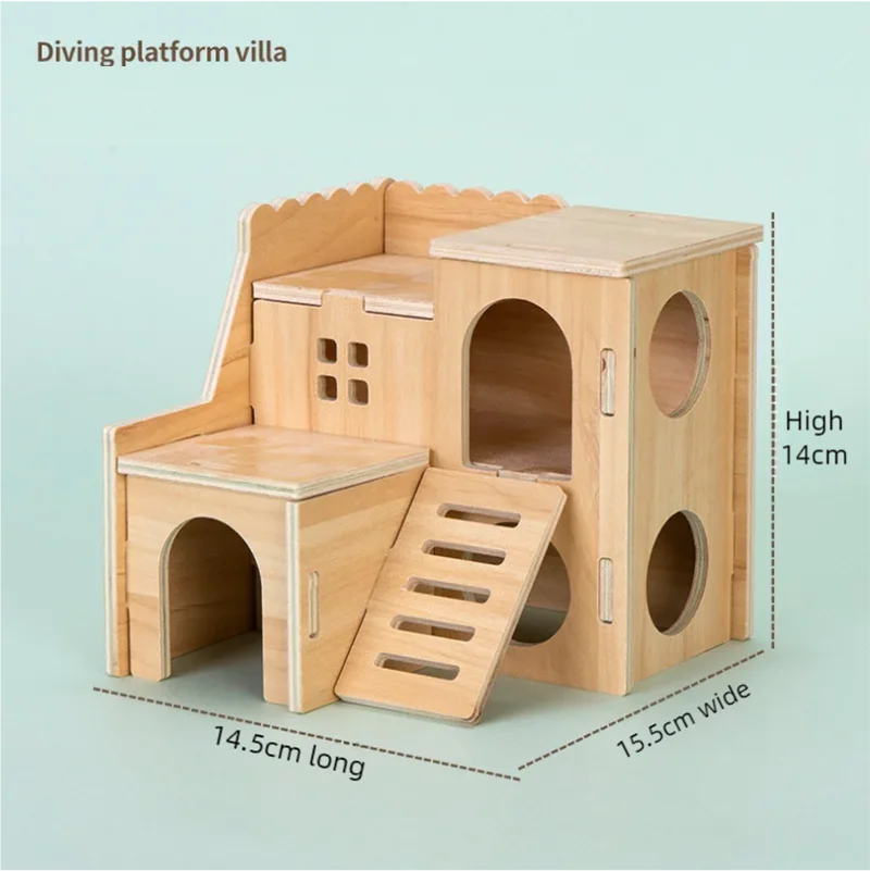 Hamster Sleeping Wooden House Hamster Cage Golden Bear Cage Single Floor Villa Supplies
