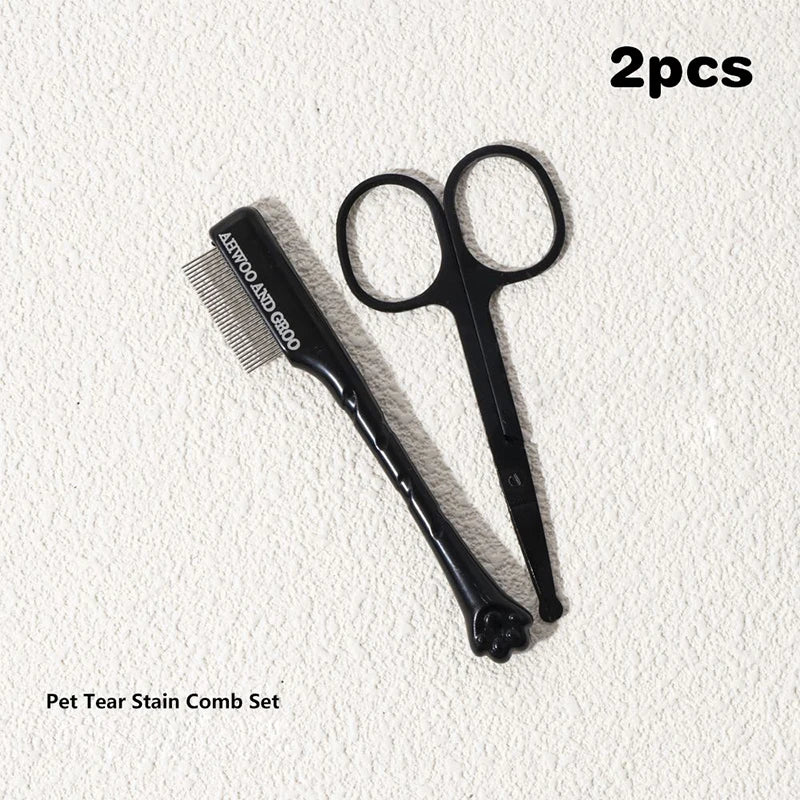 Pet Facial Cleaning Comb Set Remove Tear Stain Eye Droppings Cat Claw Comb Dog Hair Trimmer Scissors Pet Cleaning Accessories