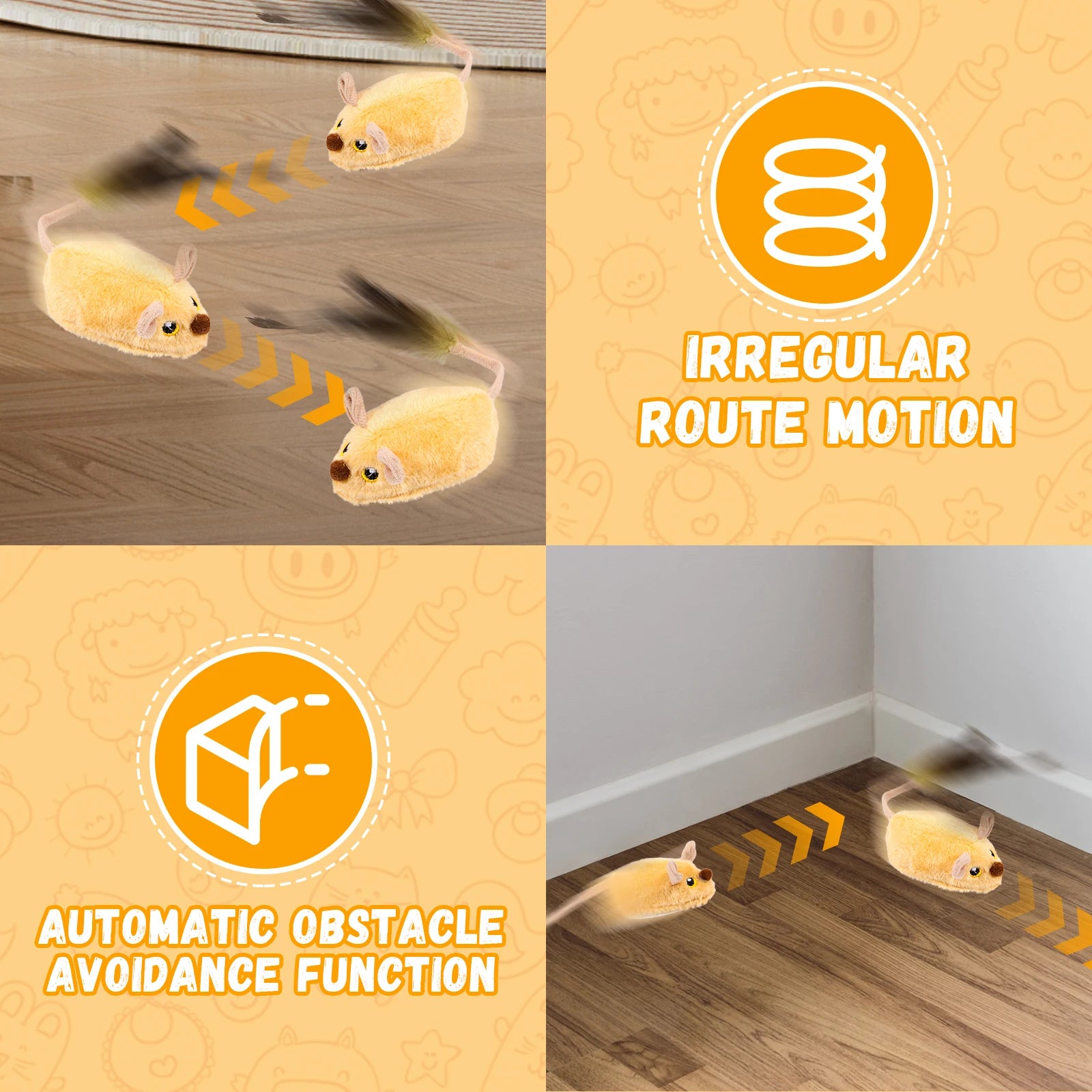 Cat Mouse Interactive Plush Toys LED Glow Electric Telecontrol Auto Rechargeable Pet Moving Mice Toy Realistic Kitten