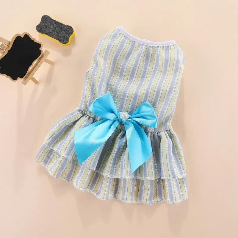 Sweet Bunny Rabbit Skirt Summer Pet Dress for Small Animals Stripe Plaid Puppy Dog Cat mascotas Clothes Clothing estidos perrita