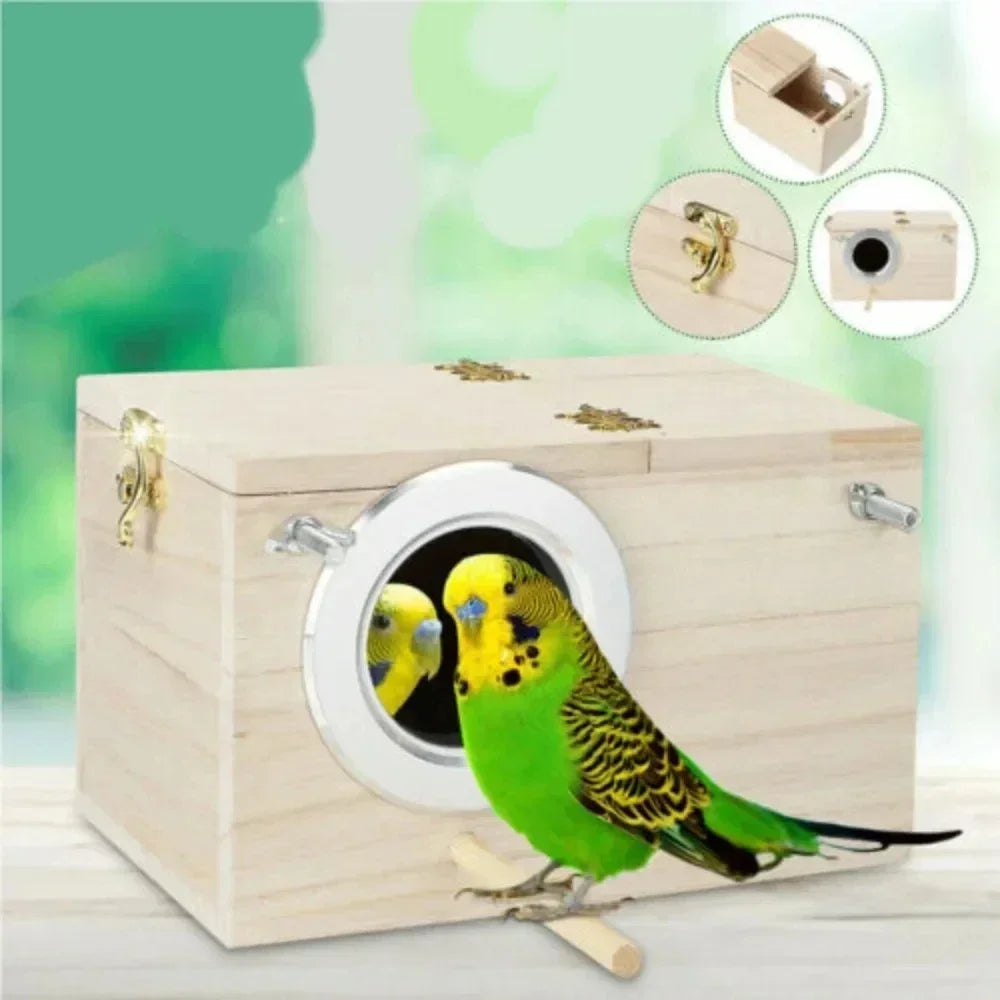 Bird Breeding Box Cage Nest For Parrot Nesting House Wooden Lovebirds Finch Home Tools