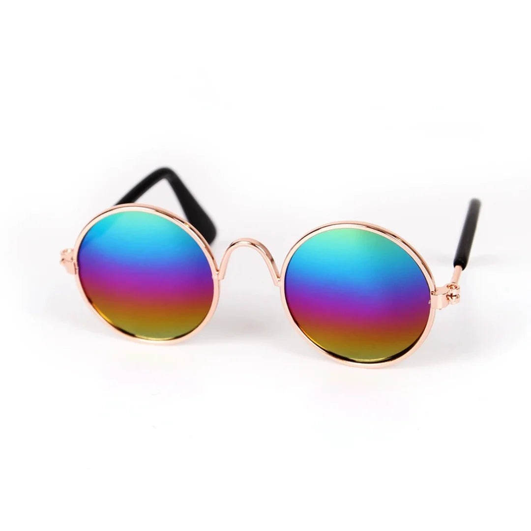 Fashionable Pet Sunglasses Metal Round Frame Puppy Cat Crown Prince Glasses for The Trend of Internet Famous Pet Photography