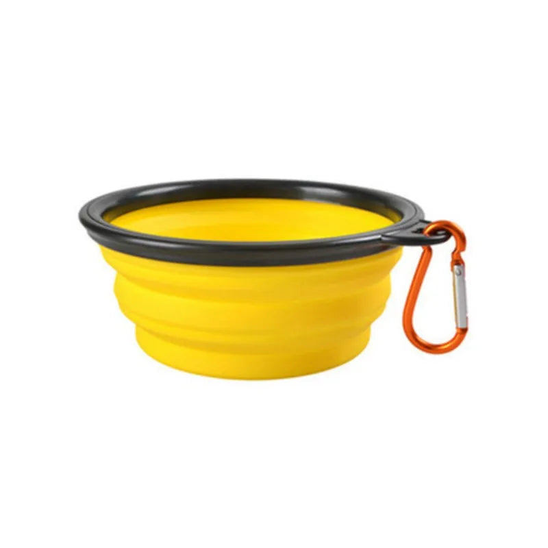 Dogs Feed Supplies Folding Silicone Bowl Portable Puppy Water Container with Carabiner Folding Cats Bowl Travel Pets Accessories