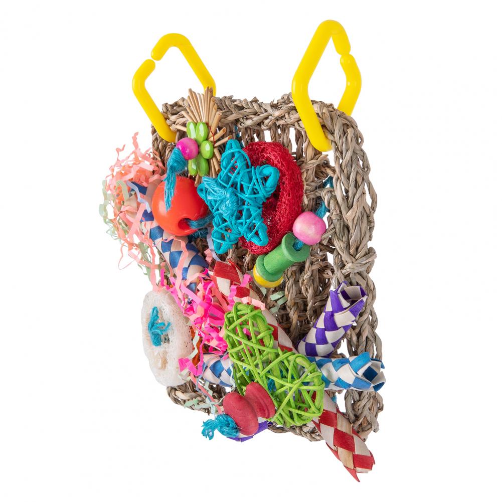 Bird Parrot Toy Natural Grass Tubes Bird Chewing Toy Parrot Cage Bite Molar Toy Parrot Cage Colorful Hanging Decoration