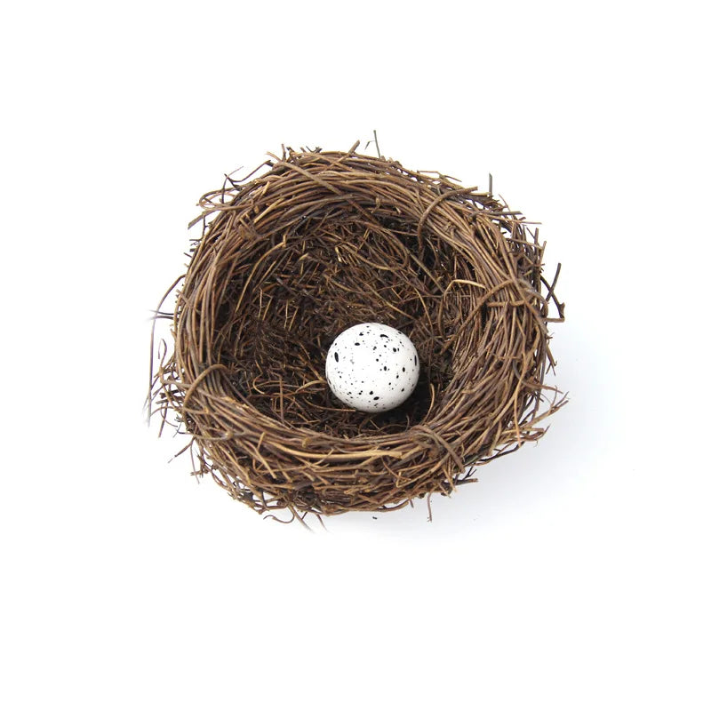 Round Rattan Bird Nest Easter Handmade DIY Craft Vine Simulation Bird Nest Egg Decor Props Home Garden Window bird house