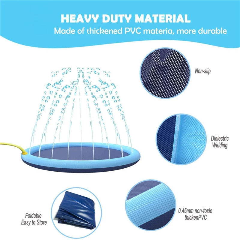 170cm Summer Dog Toy Splash Sprinkler Pad Pet Swimming Pool Interactive for Pet Children Interactive Outdoor Play Water Mat Toys