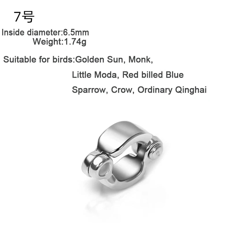 Parrot Leg Ring Stainless Steel Pet Bird Leg Ring Outdoor Flight Training Activity Anti Loss Open Leg Ring Foot Ring Chain