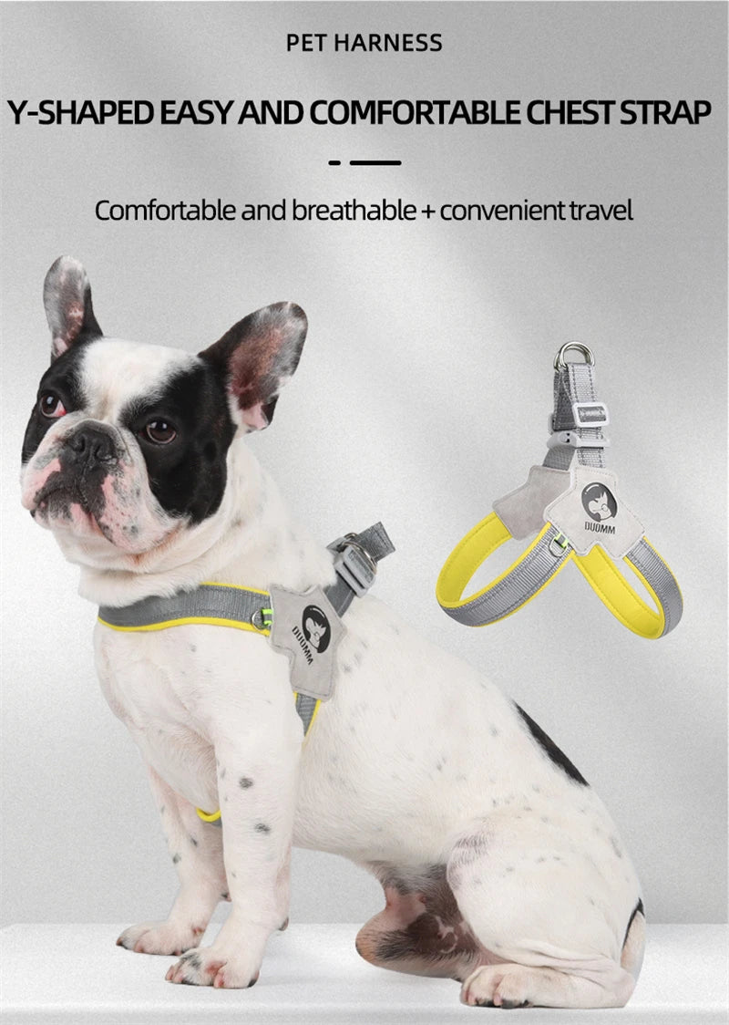 Reflective Pet Dog Harness Saddle Style Breathable Dog Chest Strap for French Bulldog Collar Small Medium Dogs Puppy Harnesses