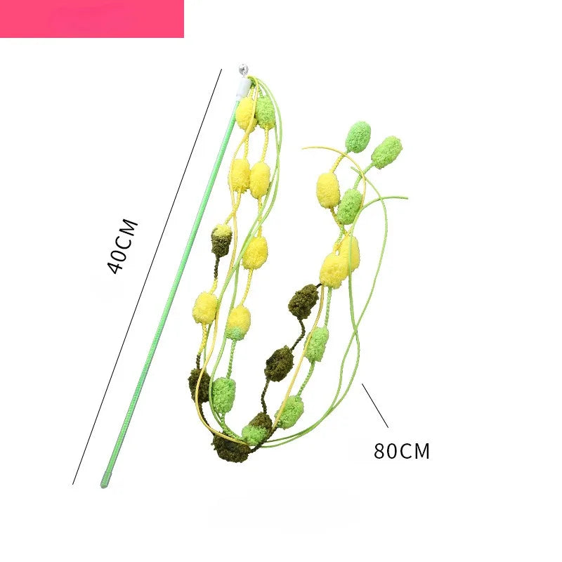 Cat Teaser Wands Three-section Telescopic Fishing Pole Wand Kitten Funny Catcher Teaser Stick Rod Interactive Stick Teaser Toys