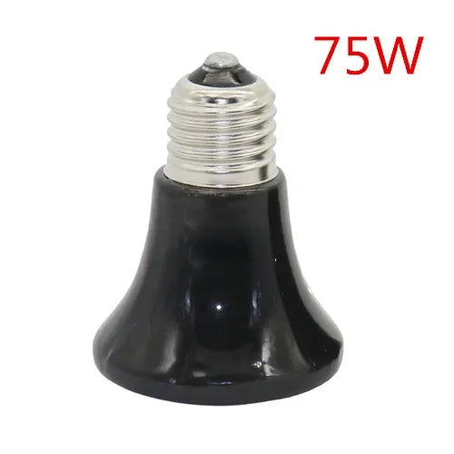 Pet Heating Light E27 25W~100W Small Conical Ceramic Emitter Heat Bulb Black For Reptile Pet Brooder Lamp 1Pc
