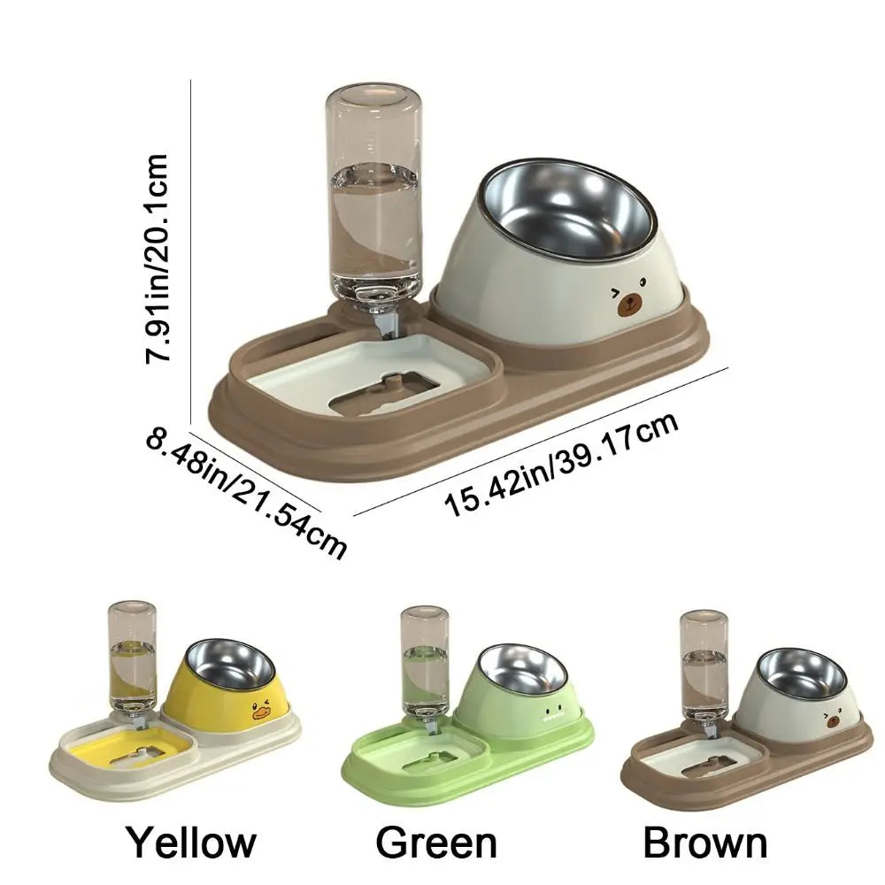 Anti Choking 3-in-1 Cat Bowl Detachable Neck Protection Pet Food Water Dispenser Non Slip Large Capacity Dog Cat Drinker Feeder