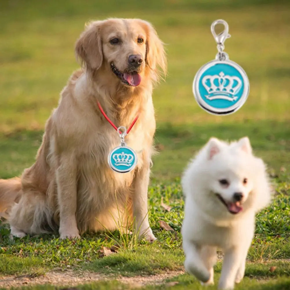 Pet ID Card Crown Pet ID Name Tag Loss Prevention Zinc Alloy Pet Nameplate Personalized Dog Hanging Tag For Cats Dogs