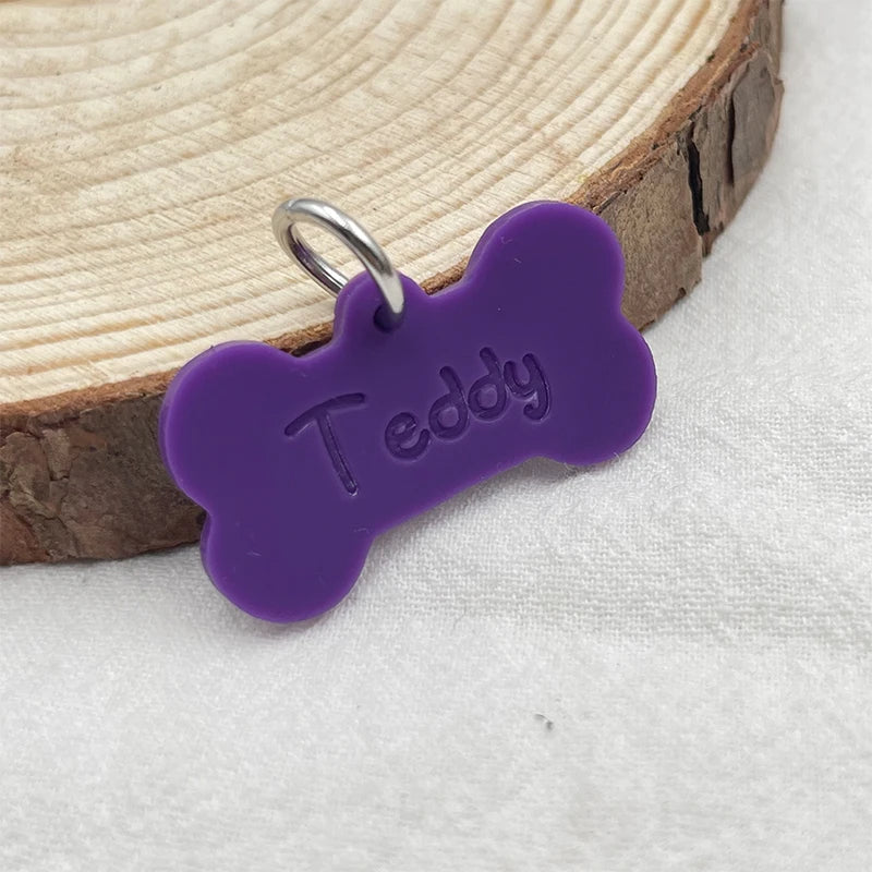 2024 Silicone bone shape Pet Anti-lost ID Tag Personalized Dog Collar Tag Engraved Name Custom Pendant Puppy Collars Accessories