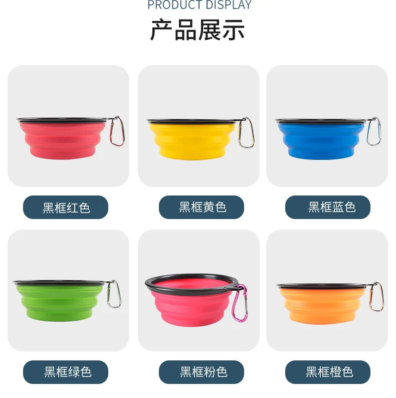 350ML/1000ML Foldable Silicone Pet Bowl Portable Puppy Food Container Collapsible Feeder for Outdoor Camping Dog Accessories