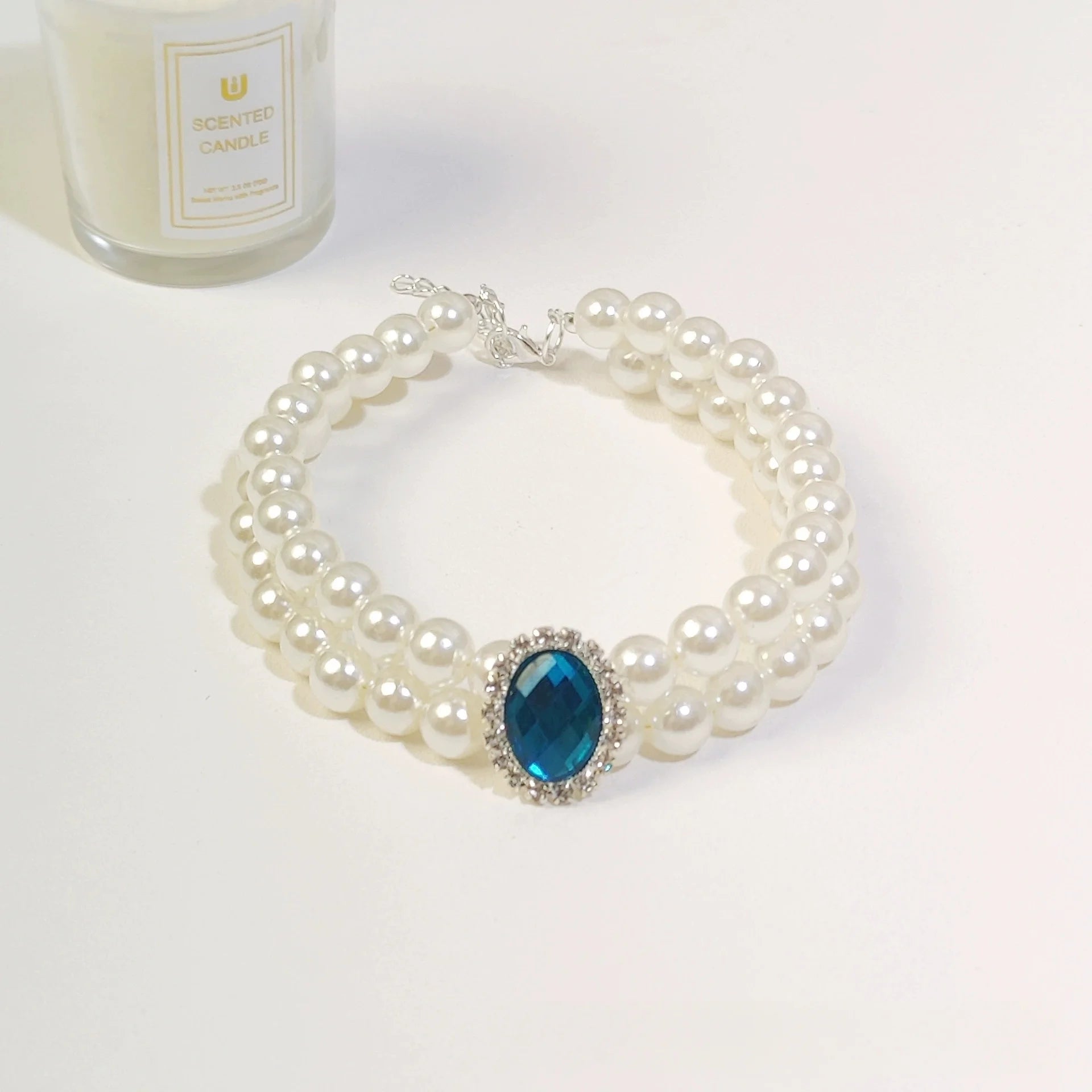 Cat Collar Decoration Pet Cute Exquisite Jewelry Kitten Adjustable Chain Cat Necklace High Simulation Pearls Pet Supplies