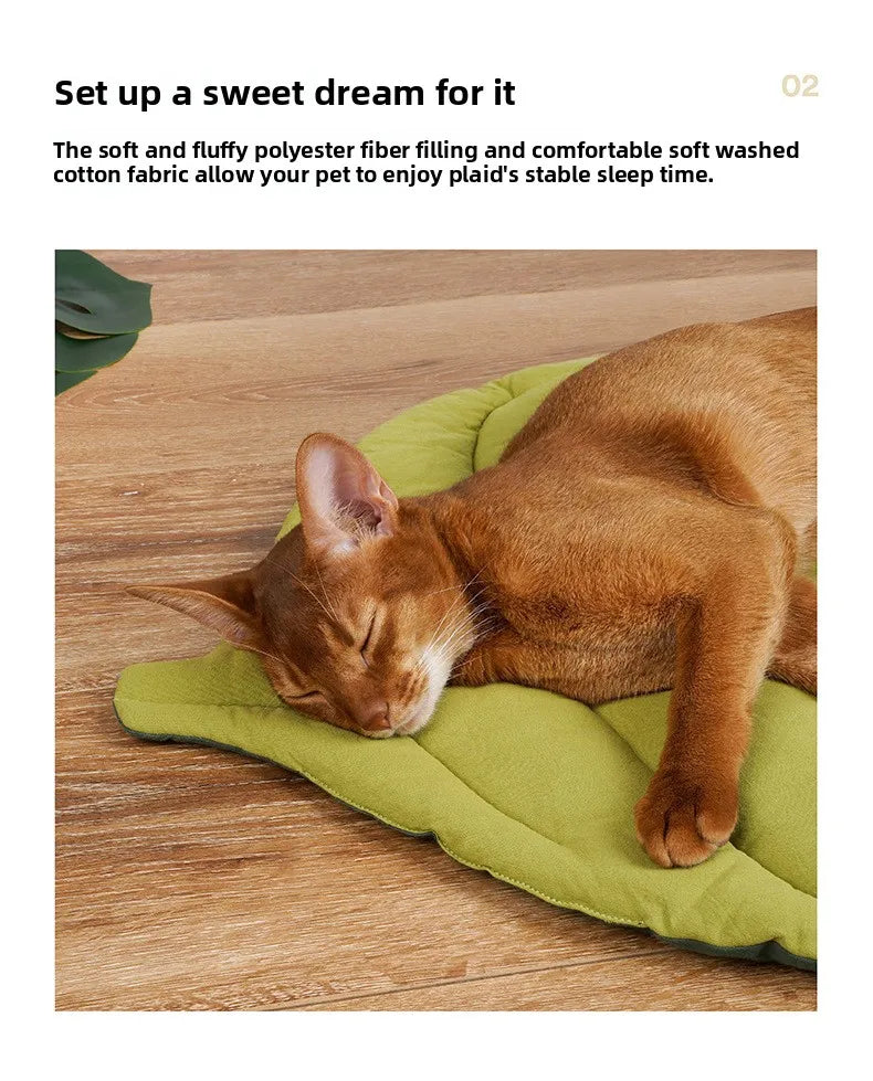 Cotton Pet Floor Mat Leaf Shaped Thickened Cat Dog Sleeping Cushion for Indoor Kennel Crate Sofa Four Season Use