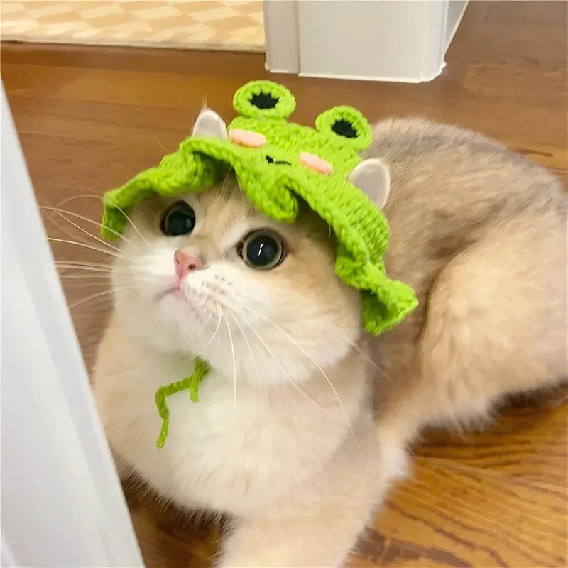 Cat Hat  Hand-made Elastic Woven Cap Pet Hat Puppy Kitten Headwear Knitted Hat Party Photo Shoot Props Decoration Cat Accessorie