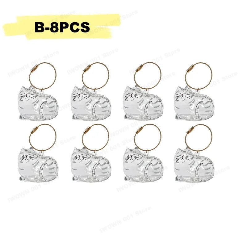 Cat Hair Storage Box Memorial Keychain Transparent Pet Fur Storage Container Hanging Cat Keychain Pendant for Pet Lovers