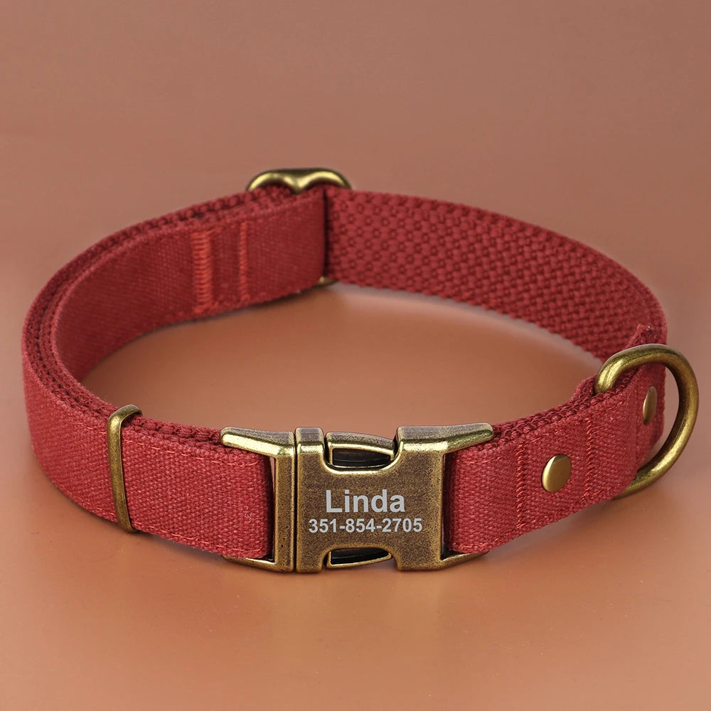 Customized Nylon Dog Collar Personalized Dogs ID Tag Collars Pet Necklace With Metal Buckle for Small Large Dogs Pitbull Buldog