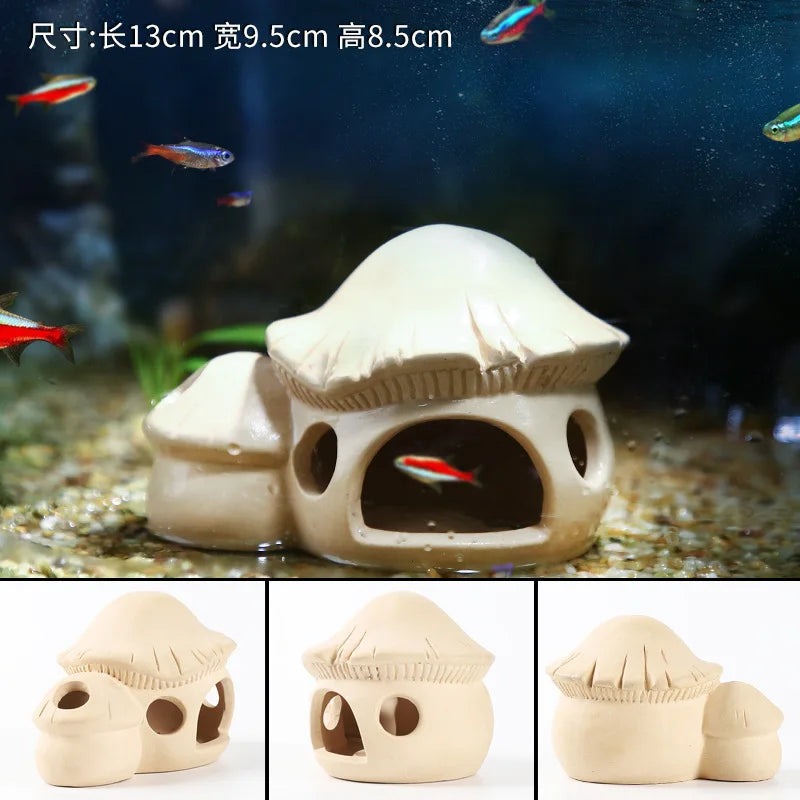 Aquarium Decoration Pottery Scorpion House Canister Fish Tank Ceramic Fish Shrimps Shelter House Simulation Stone Decor